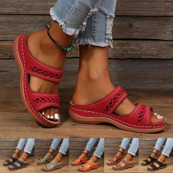 Zapatillas Mujer Verano Cómodas Sandalias De Cuña Para Funky Monkey Tamaño 12 Tacones De Lazo 8