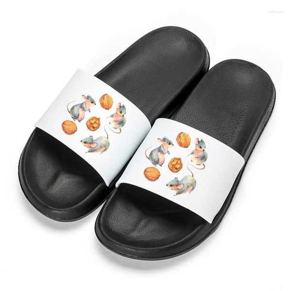 Chanclas de verano para mujer, chanclas para interior de casa, estilo estampado bonito, baño para el hogar, marea suave antideslizante para usar zapatos planos