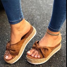 Slippels vrouwen zomer sandalen platte hakken pompen grote size wiggen schoenen vrouw zoete boogschieterijen sandalias mujer sapato femininoslippers