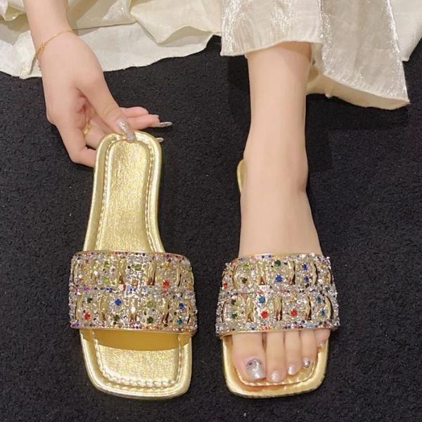 Slippers Femmes Summer Shoes Fashion Basic Outdoor MODERNE Crystal Ladies Zapatos de Mujer