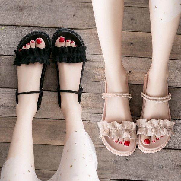 Zapatillas mujer verano diapositivas zapatos dama moda pantofle plataforma baja niña lujo 2021 escándalos de goma tela costura floral pezuña