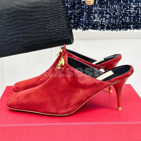 Zapatillas Mujeres estilo de verano de estilo de verano zapatos de diseño de tapa cuadrada de moda de moda tacón alto tacón