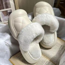 Pantoufles chaudes d'hiver pour femmes, chaussures confortables en peluche amovibles à semelle souple pour Couples, intérieur imperméable à talons plats en coton