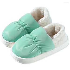 Pantoufles femmes bottes d'hiver anti-dérapant talons épais chaussures en coton confortable épaissir la cheville intérieure pour l'extérieur