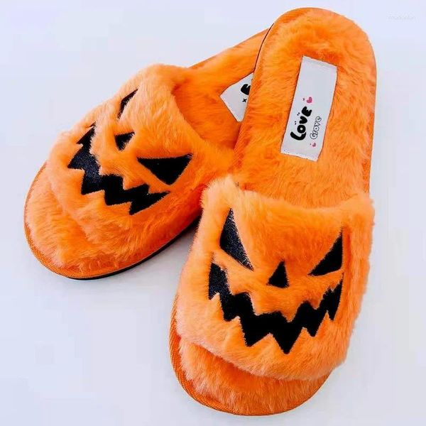 Slippers Femmes Hiverny Flats Lantern Pumpkin Chaussures pour femmes drôles Kawaii pour filles couple zapatos mujer