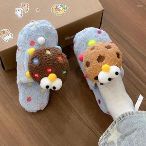 Pantoufles femmes hiver maison mignon chaud épais peluche antidérapante diapositives Slip-on plat