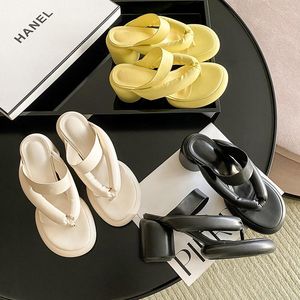 Slippers Damesmode Zomer Peep Toe Thong Platform Schoenen Pumps Hoge hakken Slippers Sandalen Strandtondeuse