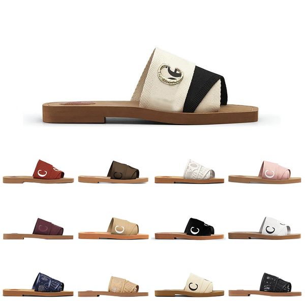 Pantoufles en bois Hommes Femmes Diapositives toile Sandales Designer Light tan blanc noir rouge plat mules chaussures Hommes Femmes Sabots voile Plage mode Chaussures Extérieur Intérieur