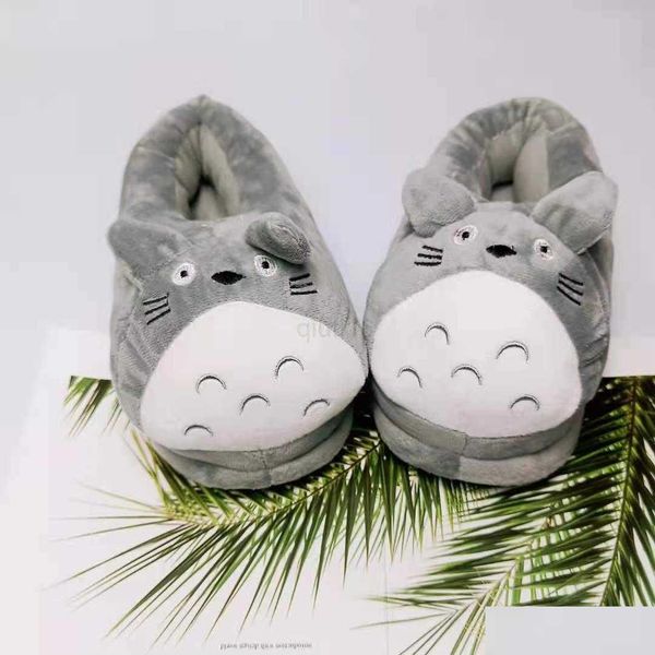 Zapatillas Y Totoro lindo gato dibujos animados Animal mujeres/hombres parejas casa zapatilla para interior casa dormitorio pisos cómodo cálido invierno Sho