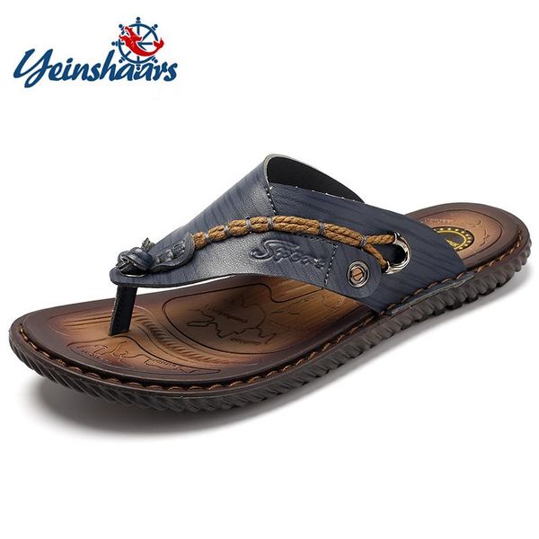 Zapatillas YEINSHAARS PU Cuero Hombres Playa Moda Chanclas con suela suave Moda Transpirable Fácil de combinar Zapatos de verano