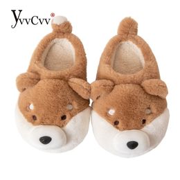 Slippers yvvcvv mooie hond dames fuzzy platform winter warme pluche dia's indoor pluizige harige grappige schoenen 220926