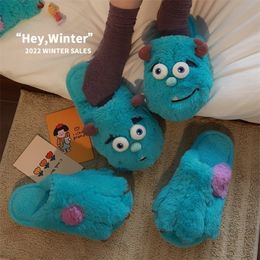 Slippels YVVCVV Monster Claw Fluffy Fur Women Warm gesloten schattige pluche traagschuimglijbaan Home Winter binnen schoenen 221103