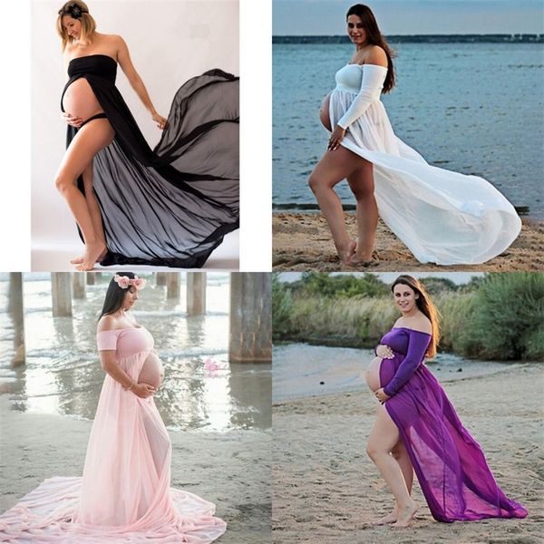 Vestidos de maternidad con abertura frontal para embarazadas, ropa para embarazadas, vestido largo para mujer, sesión de fotos sexy, accesorios de fotografía, ropa 20220902 E3