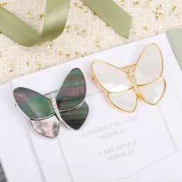 Argent marque papillon gemmes classique Europe nacre broches pour femmes fille exquis luxe Zircon fête bijoux 240320