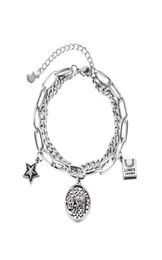 Bracelets de charme de sliver pour les femmes ou les hommes lient les bijoux à double couche Ajustement les filles de la Saint-Valentin 30424237791967