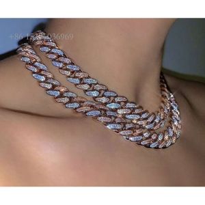 Sliver Custom Moissanite 10Mm Lab Diamond Cubaanse Link Chain Vergulde Iced Out Miami Cubaanse Ketting Voor Mannen vrouwen