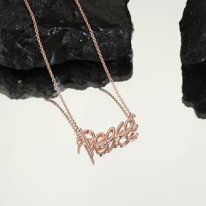 Astilla de oro collares de cadena de la paz para niños niñas adolescentes mujeres mamá hija amantes diseñador joyería diamante unisex Fiesta Regalos de boda Cumpleaños 18K Compromiso plateado