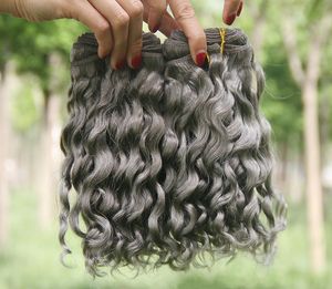 Sliver Grey Deep Wave Menselijk Haar Bundels Peruaanse Maagd Haarverlenging Ruwe Indische Diepe Krullende 3 Bundels Deals