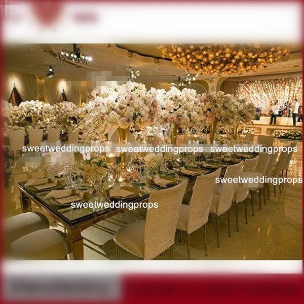 support de fleur de vase de fer de ruban/grand vase de fleur pour la décoration et la table de mariage