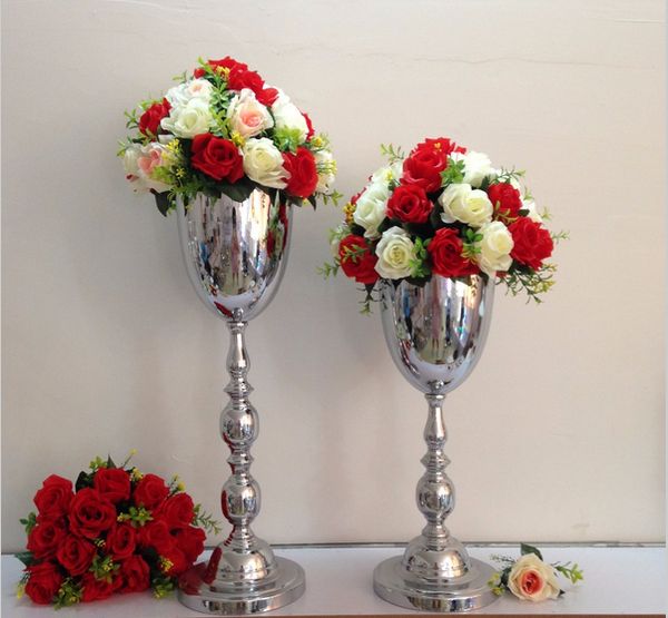 Sliver mental Réversible Trompette ruban Vase Vase à fleurs Pièce maîtresse de mariage