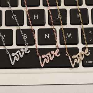 Sliver Rose Gold Love Letters ketting kettingen voor kinderen meisjes vrouwen moeder mama dochter liefhebbers set ontwerper sieraden diamant unisex feest bruiloft geschenken verjaardagsbetrokkenheid