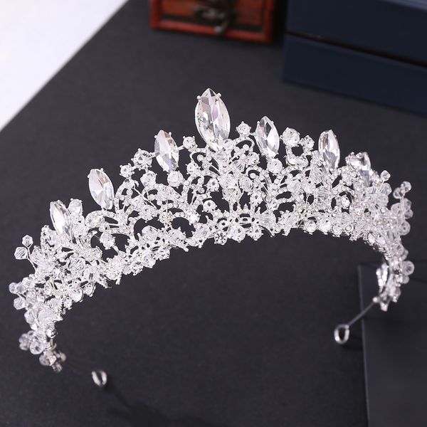 Coiffes Sliver Wedding Crown Bridal Bridesmaid Baroque Chic Crystal Tiara Robe de bande de couches