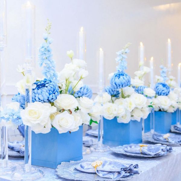 Support de fleurs en papier de mariage, argent/blanc/dos/or/bleu, centres de table pour présentoir de fleurs, boîte à fleurs de roses