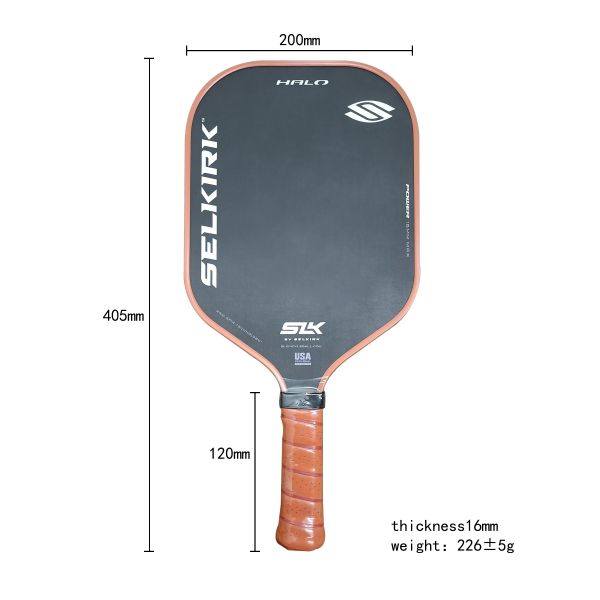 SLK Control XL Power Max Pickleball Paddle, fibre de carbone brute, puissance A-Core, Core polymère