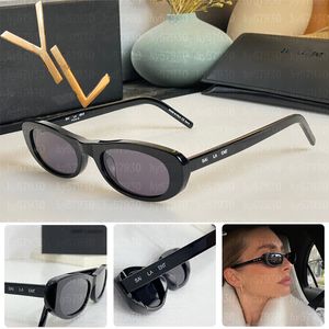SLM557 Gafas de sol Logotipo del diseñador Y Gafas de sol Sitio web oficial para mujeres Mismas gafas Fibra de acetato Montura delgada de ojos de gato con lentes Treasure UV400