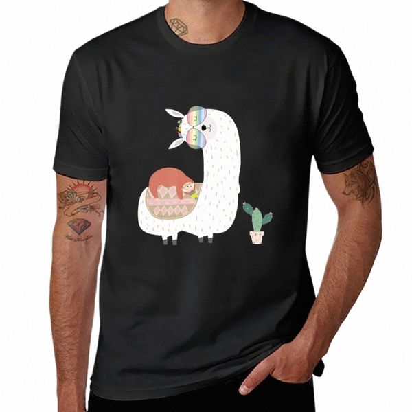 paresseux Llama Alpaca Llamas Funny Cute Alpagas Vintage T-Shirt grandes tailles poids lourds vêtements esthétiques uni noir t-shirts hommes v44K #