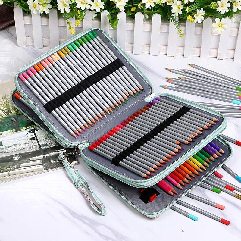 Slots Colored Pencil Case With Compartments Holder For Watercolor Pencils(Rose)