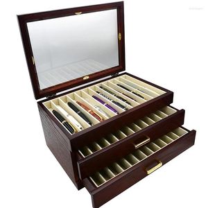 Boîte d'affichage de stylos à fentes, organisateur en bois, fenêtre supérieure, étui de rangement, Collection