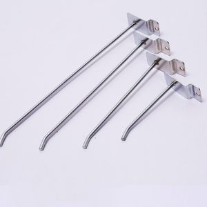 Sleufted hook goederen planken winkelwinkel slatwall single hook 4 size supermarkt display fitting talk hanger dh93