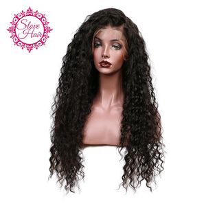 Sloven gluueless 150% Dichtheid losse krullende kant voorkant menselijk haarpruiken voor zwarte vrouwen vooraf geplukte Braziliaanse Remy haar gebleekte knoop