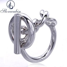 Slovecabin 2017 Francia Joyería Popular Anillo de Cadena de Cuerda de Plata Esterlina 925 Para Mujeres Anillo de Bodas con Cerradura Giratoria Joyería Fina S181241J