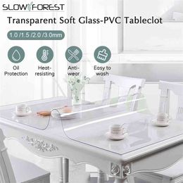 Slow Forest Modern PVC Waterdichte Tafelkleed Transparante Cover Mat Soft Glass Protect Kitchen Dinning Doek 2.0mm 210626