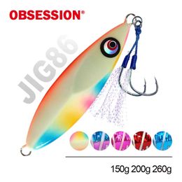 Slow Metal Jigging Lokken Glow 150g 200g 260g Vis Vallende Jigs Zoutwatervissen Pitch Pesca Visser harde Aas Visgerei 240113