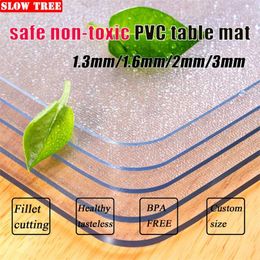 Slow Tree Soft Glass Tafelkleed Transparante PVC Doek Waterdichte Cover Olieproof Keuken Mat Cofee Decor 2111103