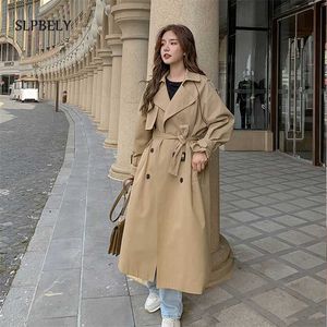 SLPBELY Femmes Trench-Coat Coupe-Vent Blanc Double Boutonnage Style Coréen Dame Bureau Manteau Avec Ceinture Femme Survêtement Printemps 211012