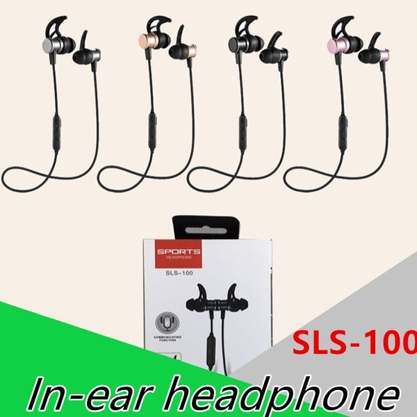 SLS100 stéréo sans fil Bluetooth 4.1 sport écouteur tête magnétique inear souper basse musique casque tour de cou casque avec paquet 60X