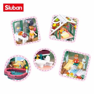 Sluban Building Block Toys Girls Dream Holiday Snow Tour 439pcs Ladrillos B0961 Hot Spring Resort Compatbile con marcas líderes