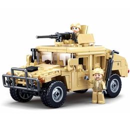 SLUBAN WW2 militaire Humvee H1 armée amis voiture moule roi briques de construction classique Moc blocs figurines d'action jouets garçons cadeau 220715