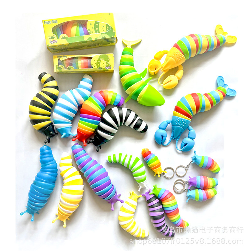 Slug Decompressiespeelgoed Fidget Slug Gearticuleerd Fidget Toy Insecten Leuk Kruipen Zintuiglijk speelgoed Kan worden gedraaid Terloops Aangenaam Decompressie Geschikte release