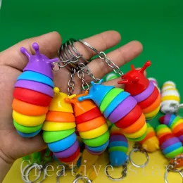 Slug Fidget Toys Porte-clés articulé télescopique chenille jouets sensoriels pour enfants et adultes exercer la force du poignet et soulager le stress