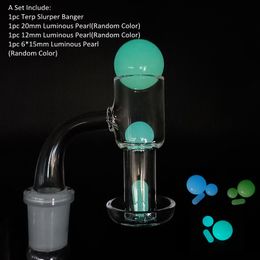 Slurper Quartz Banger Luminous Terp Pearl Pillars Bead Pill Roken Glas Kit Set Dik 14mm 10mm 18mm 19mm Vrouwelijke Mannelijke frost Joint Bowl Dab Nail Bong