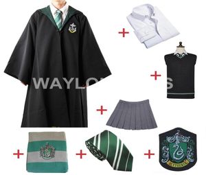 Slytherin bata de Cosplay capa suéter camisa corbata y falda insignia bufanda para disfraz de Harris 7938554