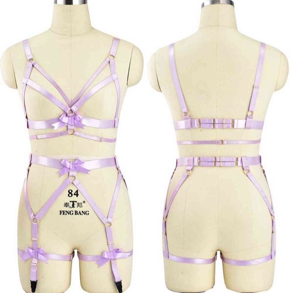 NXYSm bondage Fetish violet Bow Bdsm taille haute porte-jarretelles ensemble sangle élastique Lingerie Harajuku Punk Goth Halloween danse 1126