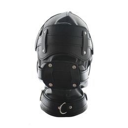 SM Cuir Rembourré Capot Bandeau Avec Serrure Tête Harnais Masque Fétiche Esclave BDSM Bondage Érotique Sex Toy Couples Cosplay Masque De Fête 240130