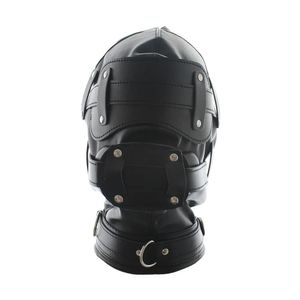 SM Cuir Rembourré Capot Bandeau Avec Serrure Tête Harnais Masque Fétiche Esclave BDSM Bondage Érotique Sex Toy Couples Cosplay Masque De Fête 240129