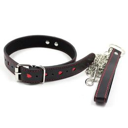 Produits SM BDSM Bondage Collier de cou en cuir Laisse Chaîne en acier Jeux pour adultes Chiens Punish Colliers Cosplay Esclave Flirt Sex Toys 240102